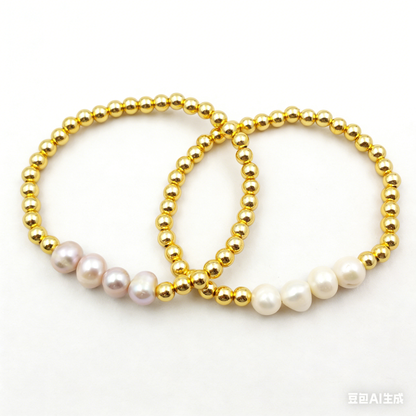 WT-B349 Simple Bracelets With Natural Pearl Bracelets for Women Wholesale Gold Beads Bracelets