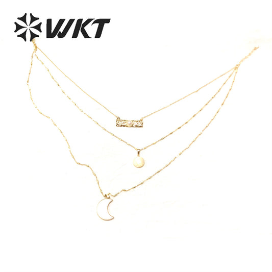 WT-N1327 Wonderful Jewelry Stone with Natural Fresh Shell and While Pearl Pendants Lovely Necklace for Girl As a Gift