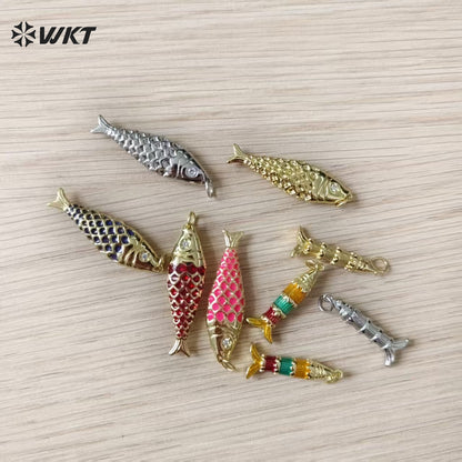 WT-MP322 High Quality Ocean Series Multi Designs Yellow Brass Gold Electroplated Metal Fish Shape Pendants As Jewelry Findings