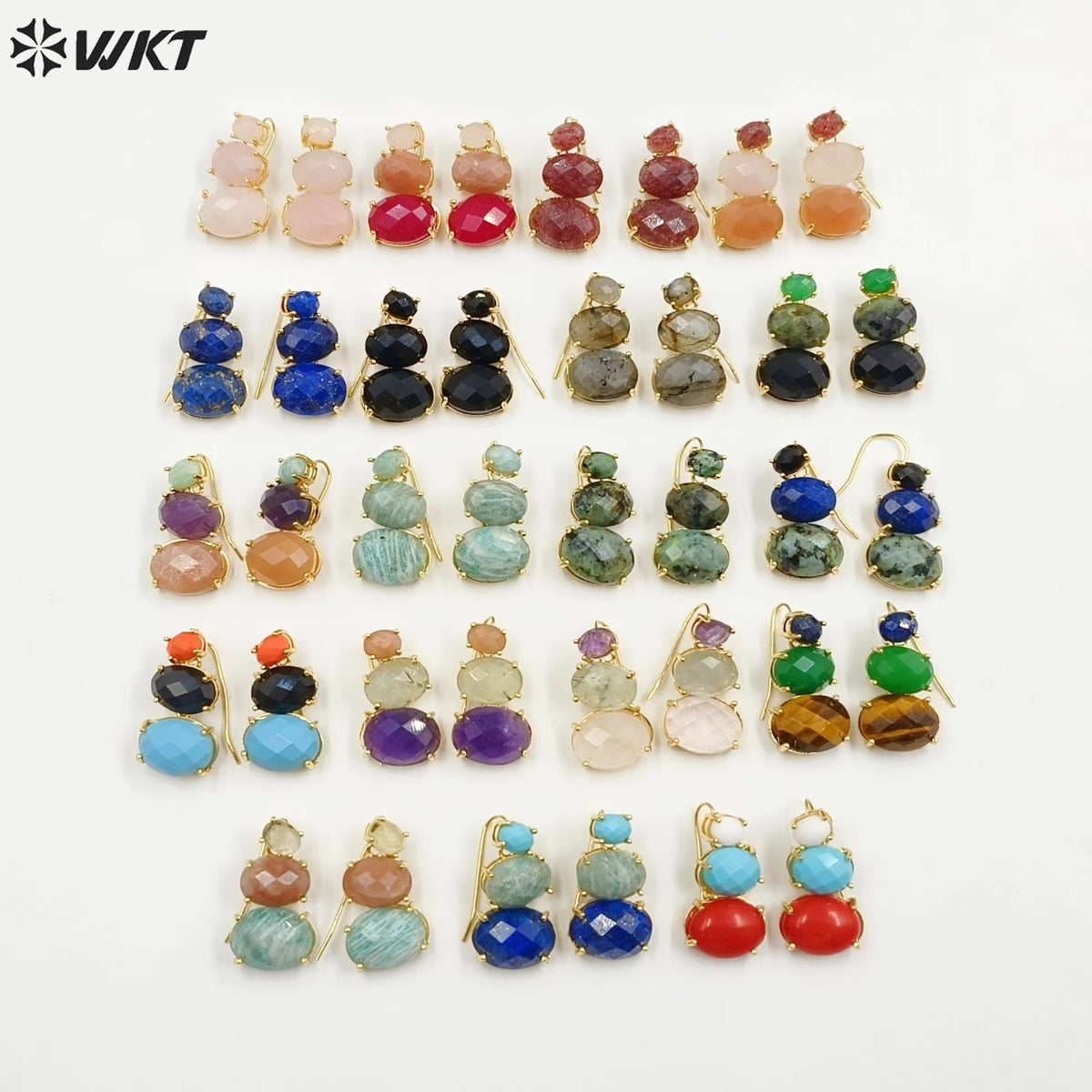 WT-E736 Amazing Colorful Elegant Natural Gemstone Long Charming in Drop Earrings Women Pendant Earrings