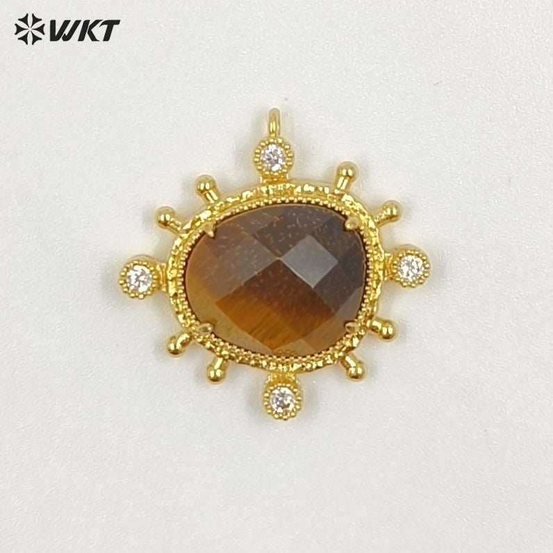 WT-P2102 Unique Delicate Jewelry 18K Gold Plated Multi Natural Gemstones Little Pendants For Female Handmade Earring DIY