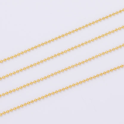 WT-BC207 Colorful and Environmentally Friendly Copper Bead Chain 18K Gold Wrapped 1.5mm Round Bead Necklace Loose Chain Necklace