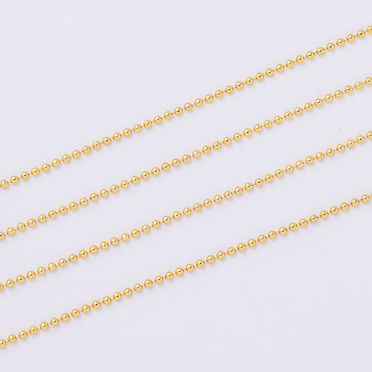 WT-BC207 Colorful and Environmentally Friendly Copper Bead Chain 18K Gold Wrapped 1.5mm Round Bead Necklace Loose Chain Necklace