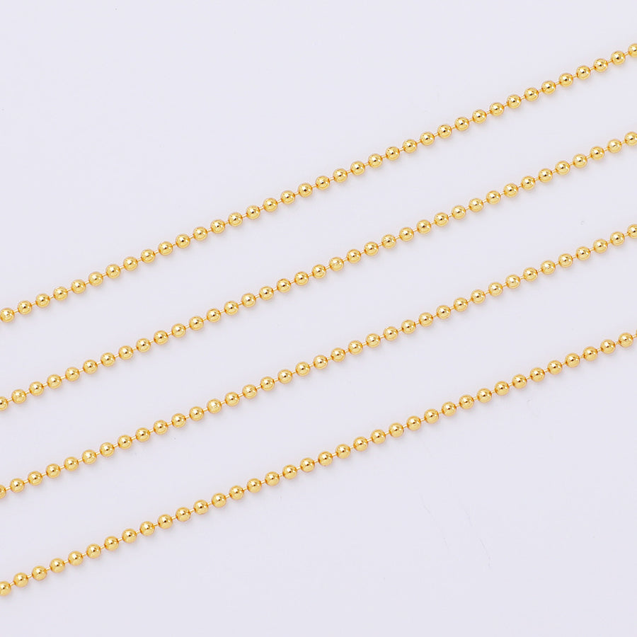 WT-BC207 Colorful and Environmentally Friendly Copper Bead Chain 18K Gold Wrapped 1.5mm Round Bead Necklace Loose Chain Necklace