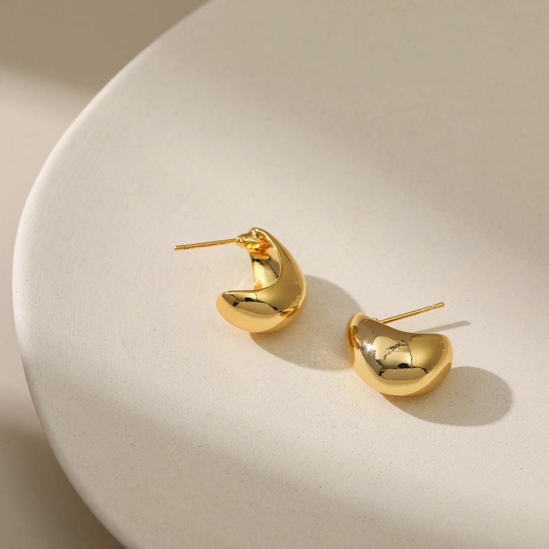 WT-JFE84 WKT Elegant Ox Horn 18k Gold Plated Minimalist Peas Earring Hoops Fashion Gemstone Studs Findings Earring