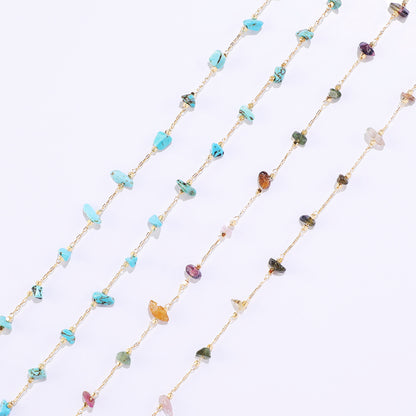 WT-RBC227 Wholesale New Arrival Exquisite Colorful Brass Chain Gold Plated Stone Sell by Meter Handmade Metal Chain
