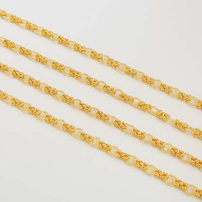 WT-BC200 18K Fashion Style Gold Wrapped Copper Colorful Handmade Chain Necklace Loose Chain Link Knot Chain New Oval