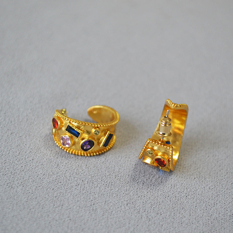 WT-E732 Amazing Fashion Design Punk Colorful for Man and Women 18k Gold Birthday Cubic Zircon Earrings