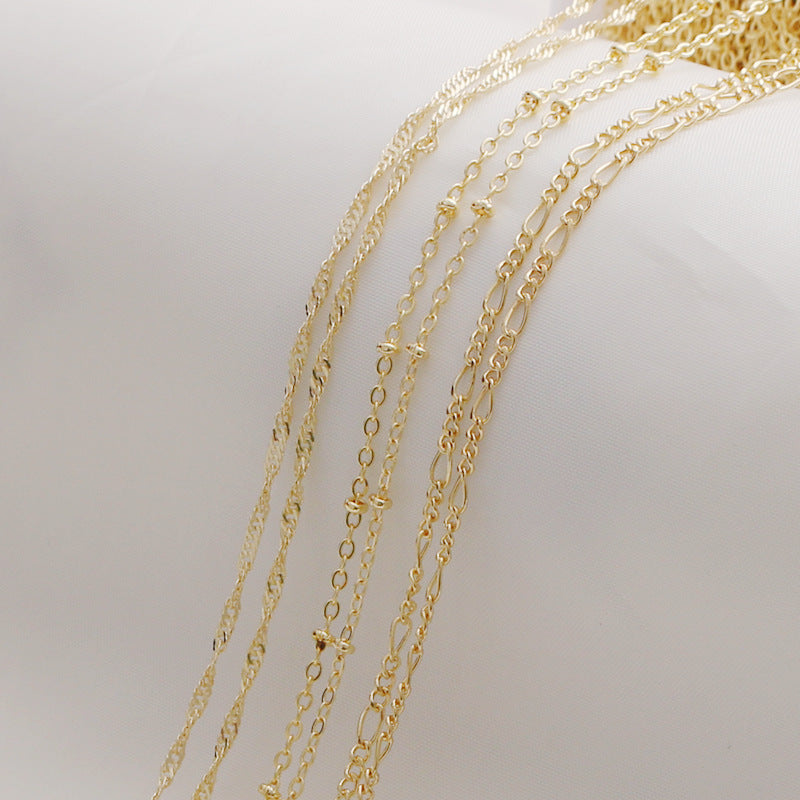 WT-BC209 Fashion Trendy Copper Wrapped Gold Color Bead Chain Ferrero Chain Water Rippl Cool Rap Accessories Bracelet
