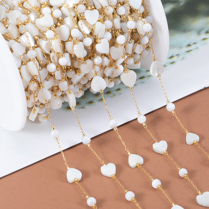 WT-STS021 Good Quality Natural Shell Heart Star Round Shape Stainless Steel Jewelry Chain As Handmade Necklace Accessory