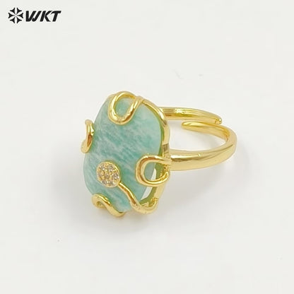 WT-MPR070 Gorgeous Trendy Fashion Natural Freshwater Pearl and Zircon Ring18k Gold Plating for Women Lucky Unique Design Ring