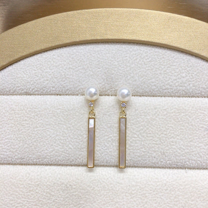 WT-MPE176 High Quality Trendy Gold and Silver Color Round Mother Of Pearl Long Pendants Earrings For Girls Party Jewelry