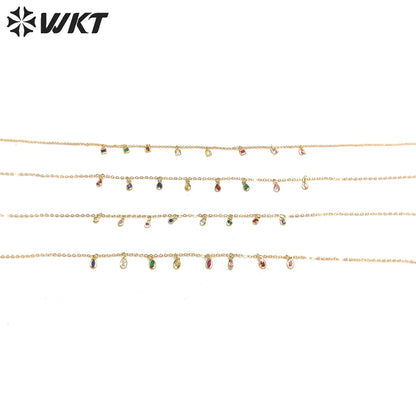 WT-BFN028 WKT Popular Trendy Fashion Sexy Choker Necklace for Women Shiny Cubic Zircon Luxury Necklace Jewelry Gift
