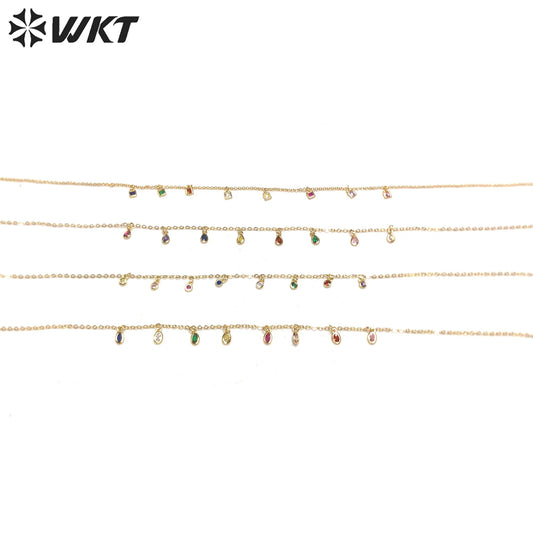 WT-BFN028 WKT Popular Trendy Fashion Sexy Choker Necklace for Women Shiny Cubic Zircon Luxury Necklace Jewelry Gift