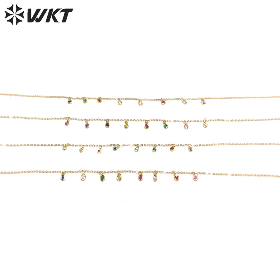 WT-BFN028 WKT Popular Trendy Fashion Sexy Choker Necklace for Women Shiny Cubic Zircon Luxury Necklace Jewelry Gift