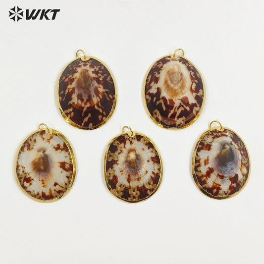 WT-JP500 New Arrival Wholesale Gold Plated Natural textureTurtle Shell Pendant For Women Unique Necklace Earrings Making