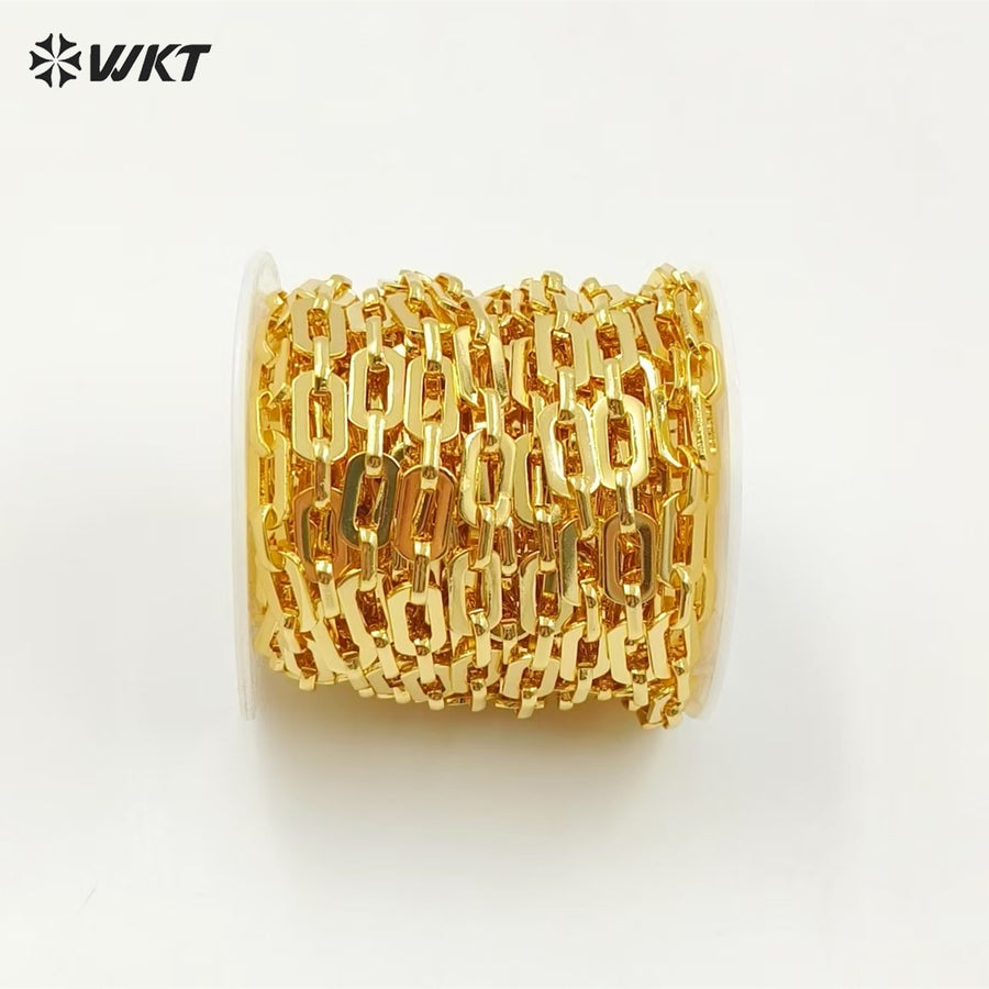 WT-BC176 WKT Wholesale Fashion Jewelry Chain 18K Gold Delicate Rectangular Mosaic Spiral Circle Shape Beautiful Necklace Chain