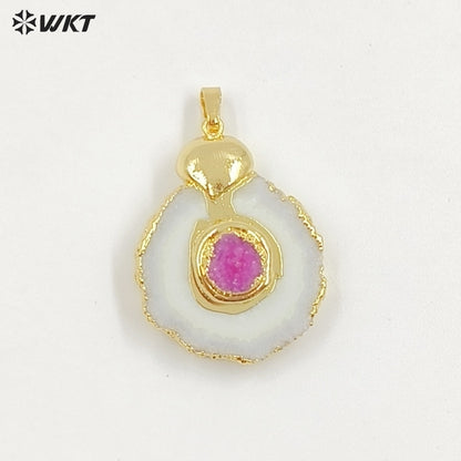 WT-P1769 Classic Natural Stone Stalactite Stone Colorful Drusy Crystal Quartz Energy Pendants Gift Jewelry for Necklace Earrings