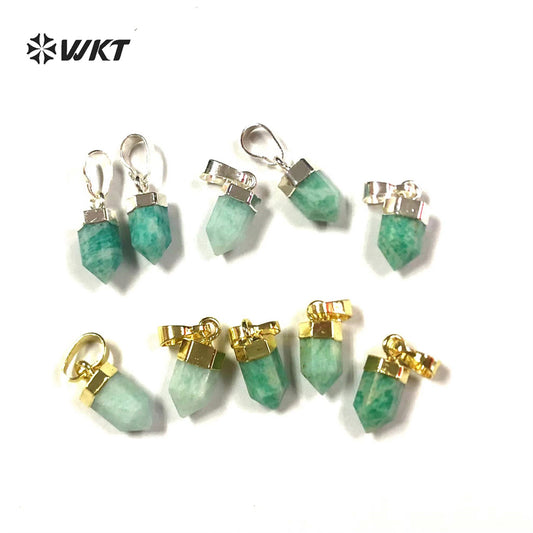 WT-P1751 Fashion Elegant Cute Hexagonal Column Natural Amazonite Pendants Jewelry Accessories DIY for Necklace Women Gift