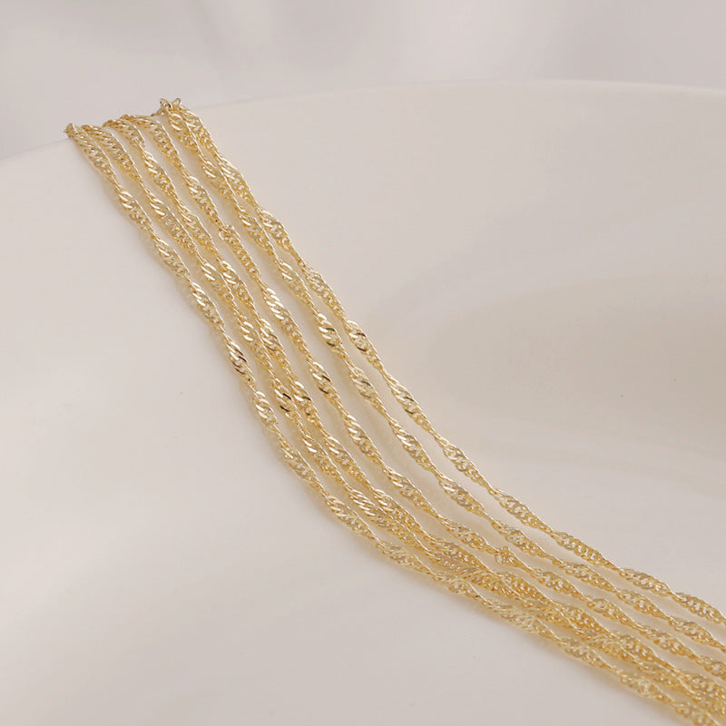 WT-BC209 Fashion Trendy Copper Wrapped Gold Color Bead Chain Ferrero Chain Water Rippl Cool Rap Accessories Bracelet
