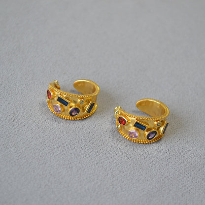 WT-E732 Amazing Fashion Design Punk Colorful for Man and Women 18k Gold Birthday Cubic Zircon Earrings