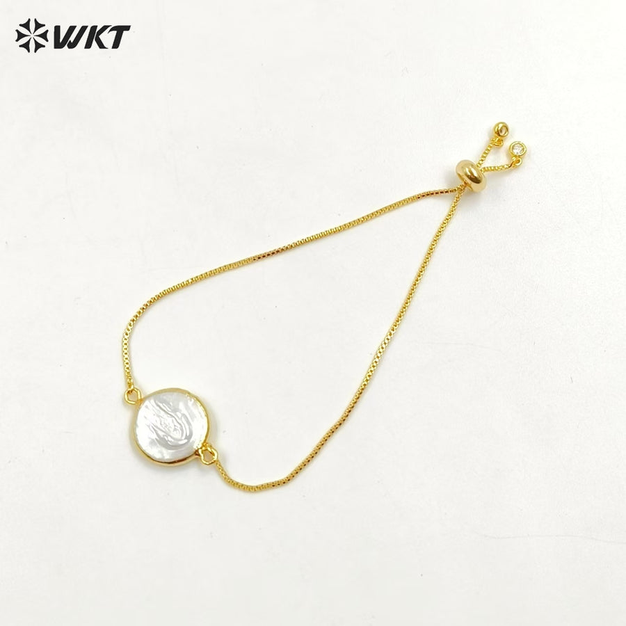 WT-B306 Simple All-match Pearl Connector Bracelets for Women Party Gift,Natural Pearl Connector Bracelets with Gold Chain Design