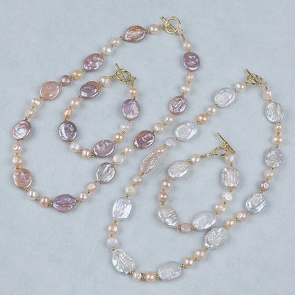 WT-JN276 Amazing Gorgeous Natural Colorful Brightly High Quality Freshwater Pearl Necklace and Bracelet Jewelry Set