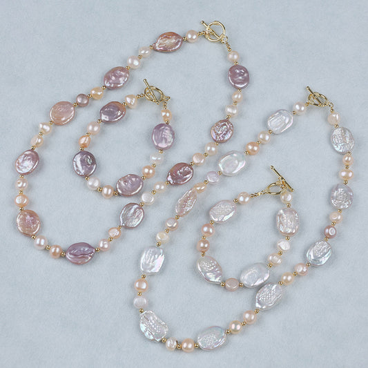 WT-JN276 Amazing Gorgeous Natural Colorful Brightly High Quality Freshwater Pearl Necklace and Bracelet Jewelry Set