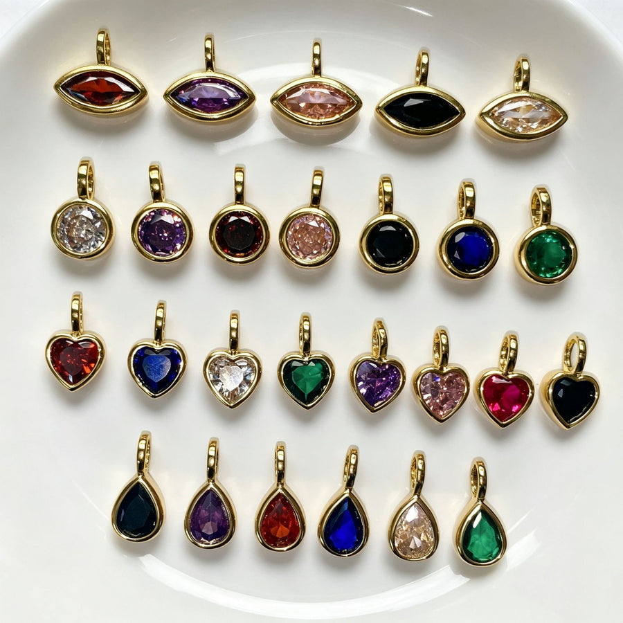 WT-MN1007 Exquisite Gold Plated Round Heart Teardrop Eye Shape Colorful Zircon Pendants And Necklaces For Lady Fashion Accessory