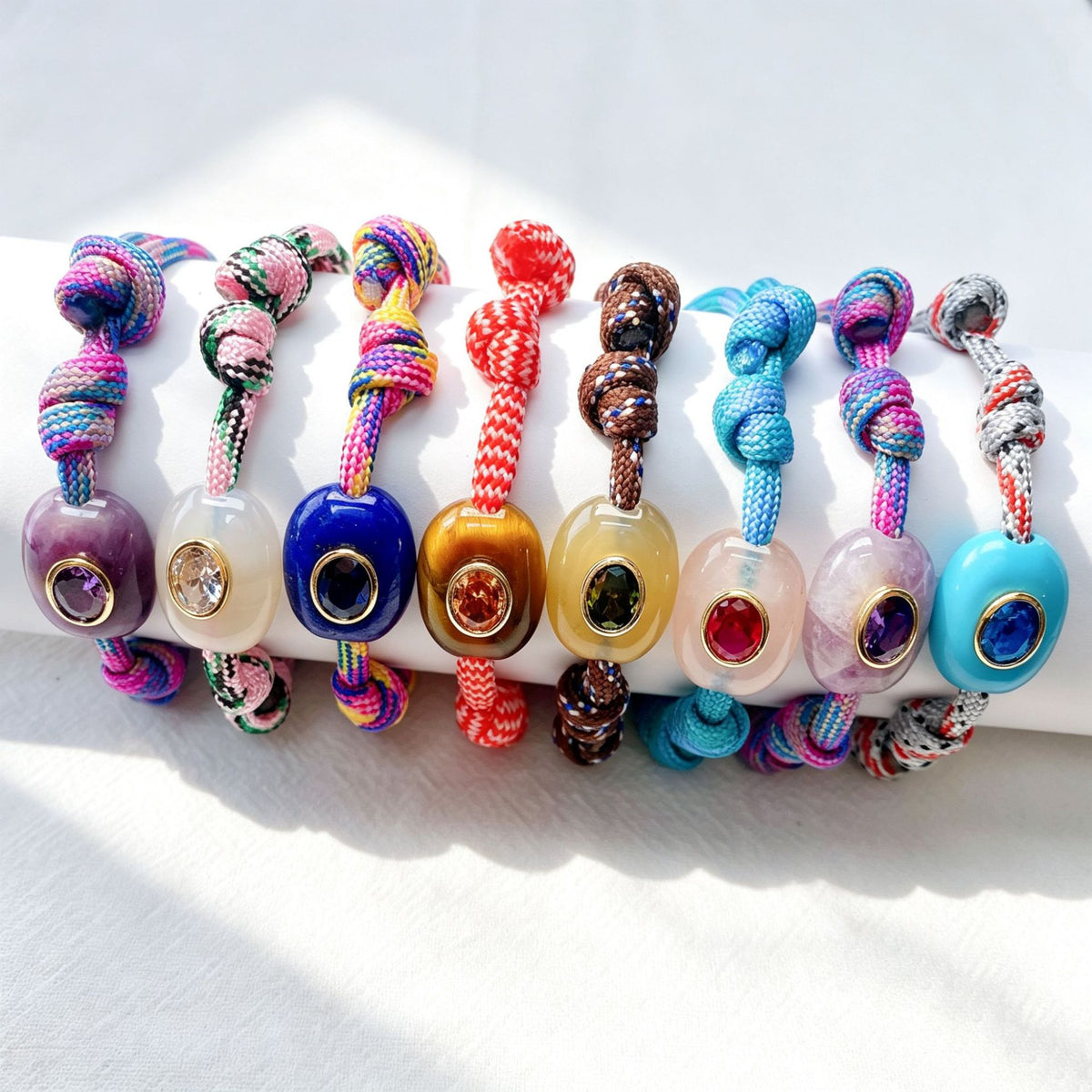 WT-MB131 Popular Ethnic Style Cord With Natural Gemstone And Zircon Pendant Handmade Bracelets For Women Men Wearing Accessory