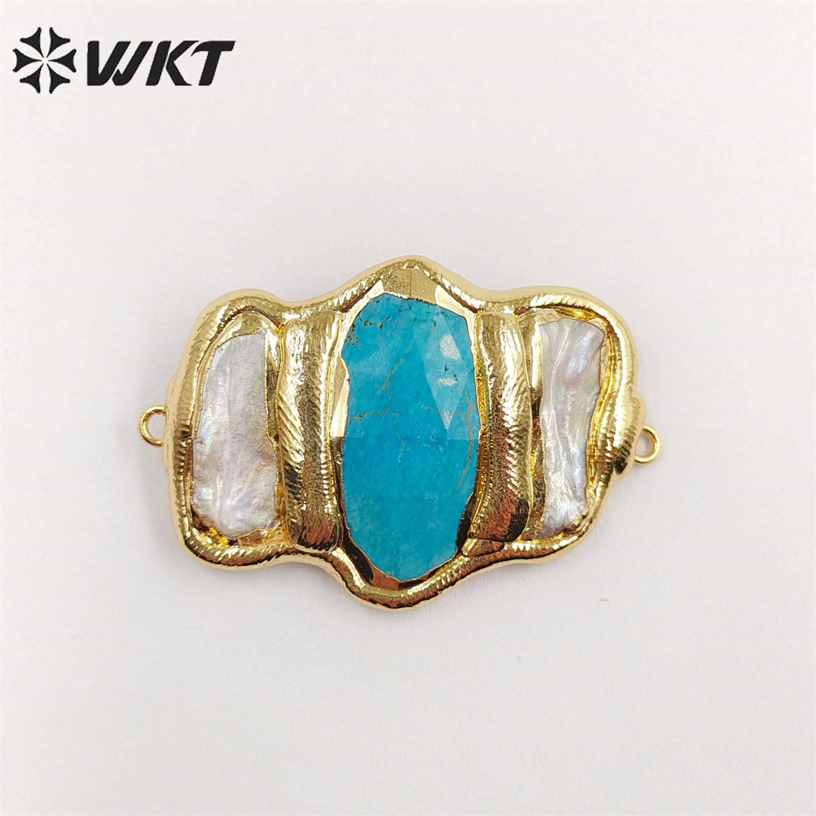 WT-JP248 Wholesale Triple Stone Mix Pearl Design Fashion Women Double Loops Gold Electroplated Stone Connectors for Necklace