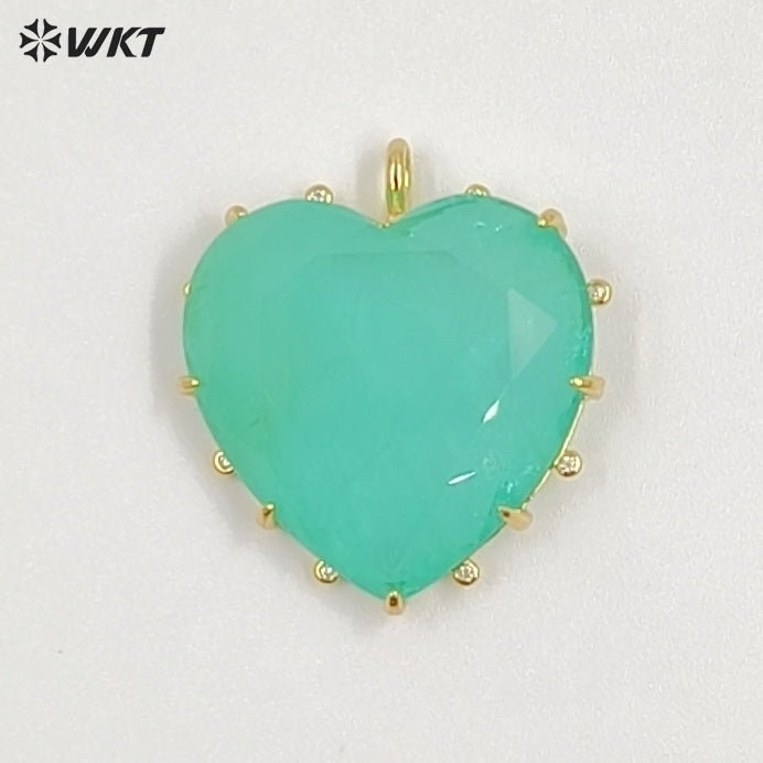 WT-P2101 Newest Popular Charms Gold Electroplated Colorful Stones Heart Shape Pendants As Women Romantic Jewelry Presents