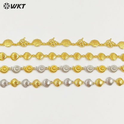 WT-JF368 Wholesale New Cute 18K Gold Plated Shell Shape Metal Bracelets For Women Party Jewelry Accessories Resist Tarnishable