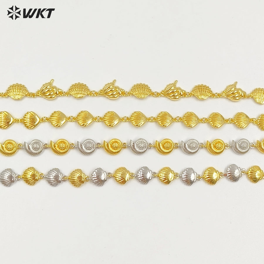 WT-JF368 Wholesale New Cute 18K Gold Plated Shell Shape Metal Bracelets For Women Party Jewelry Accessories Resist Tarnishable