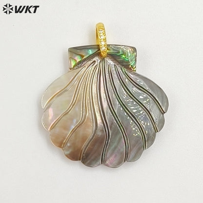 WT-JP467 Good Quality Delicate Various Natural Shells Splicing Conch Shape Pendants For Cute Necklaces Jewelry Design