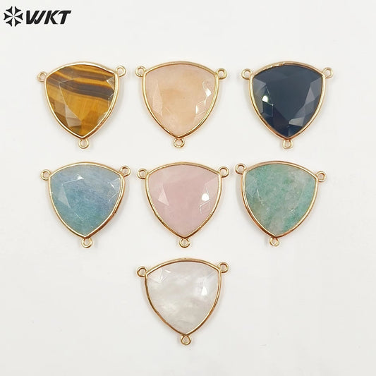 WT-C322 Trendy Design Colorful Stone & Aqua Marine for Jewelry Findings Stone for Bracelet Gemstone Connectors