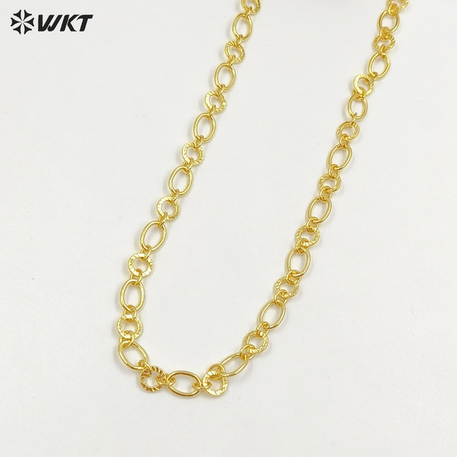 WT-BC259 Luxury Jewelry Accessories Link Chain with Big and Small Circles Yellow Brass Gold Plated for Ladies Necklace Making