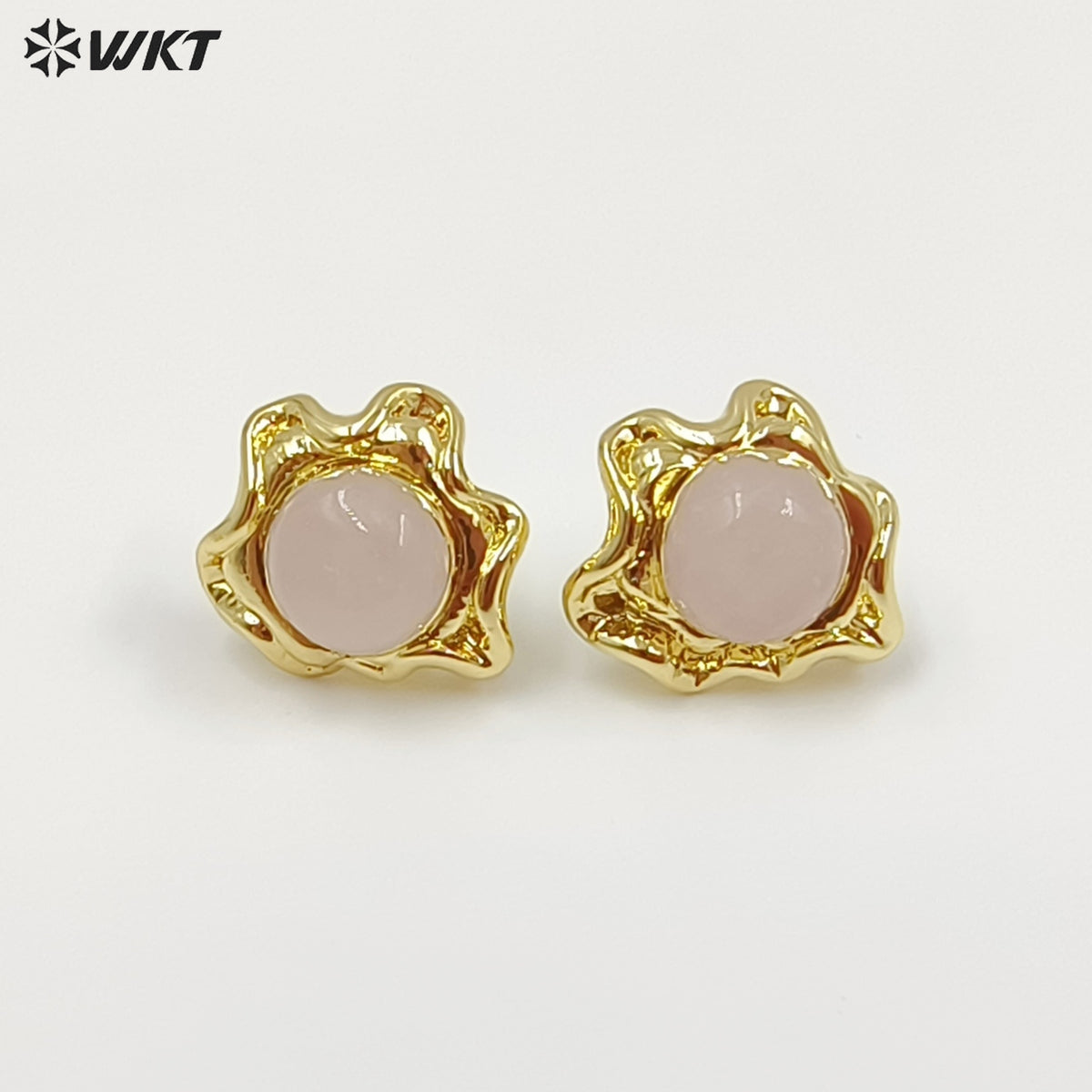 WT-EHP102 Exquisite Lovely 18K Gold Plated Natural Gemstones With Hoop Sun Shape Earrings For Girls Jewelry DIY Findings