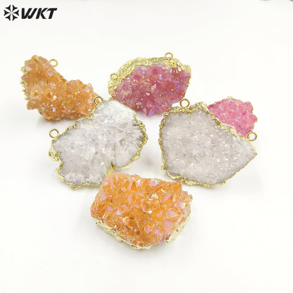 WT-P1918 Fashion Design New Precious Colorful Stone Oval Amazonite Amethyst Stone Aura Crystal Quartz Pendants