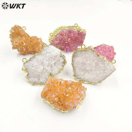 WT-P1918 Fashion Design New Precious Colorful Stone Oval Amazonite Amethyst Stone Aura Crystal Quartz Pendants