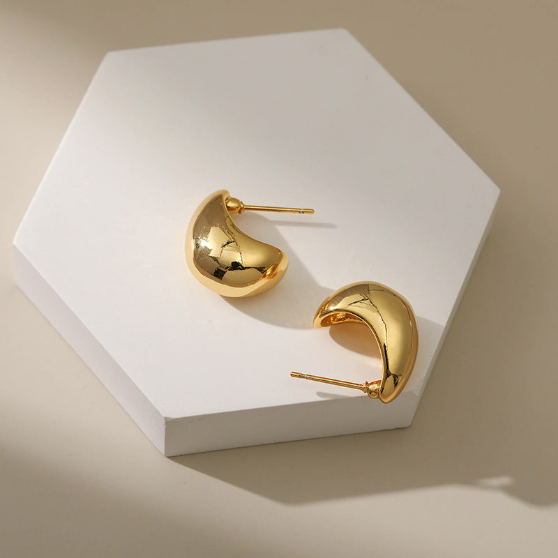 WT-JFE84 WKT Elegant Ox Horn 18k Gold Plated Minimalist Peas Earring Hoops Fashion Gemstone Studs Findings Earring