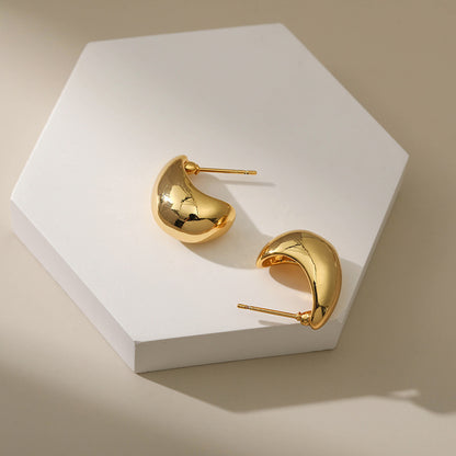 WT-JFE84 WKT Elegant Ox Horn 18k Gold Plated Minimalist Peas Earring Hoops Fashion Gemstone Studs Findings Earring
