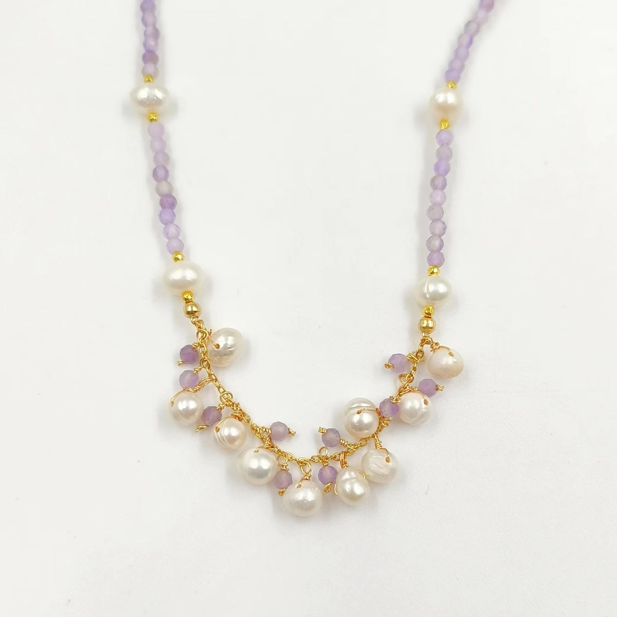 WT-JN253 Wholesale Vintage Style Trendy Natural Gemstone& Pearl Exquisite High Quality Pendant Necklace