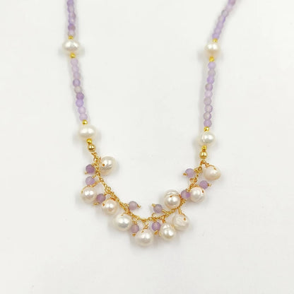 WT-JN253 Wholesale Vintage Style Trendy Natural Gemstone& Pearl Exquisite High Quality Pendant Necklace