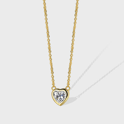 WT-MN1004 Newest Trendy 18K Gold Plated Cubic Zircon Heart Round Little Pendant Necklace As Women Elegant Jewelry Accessory