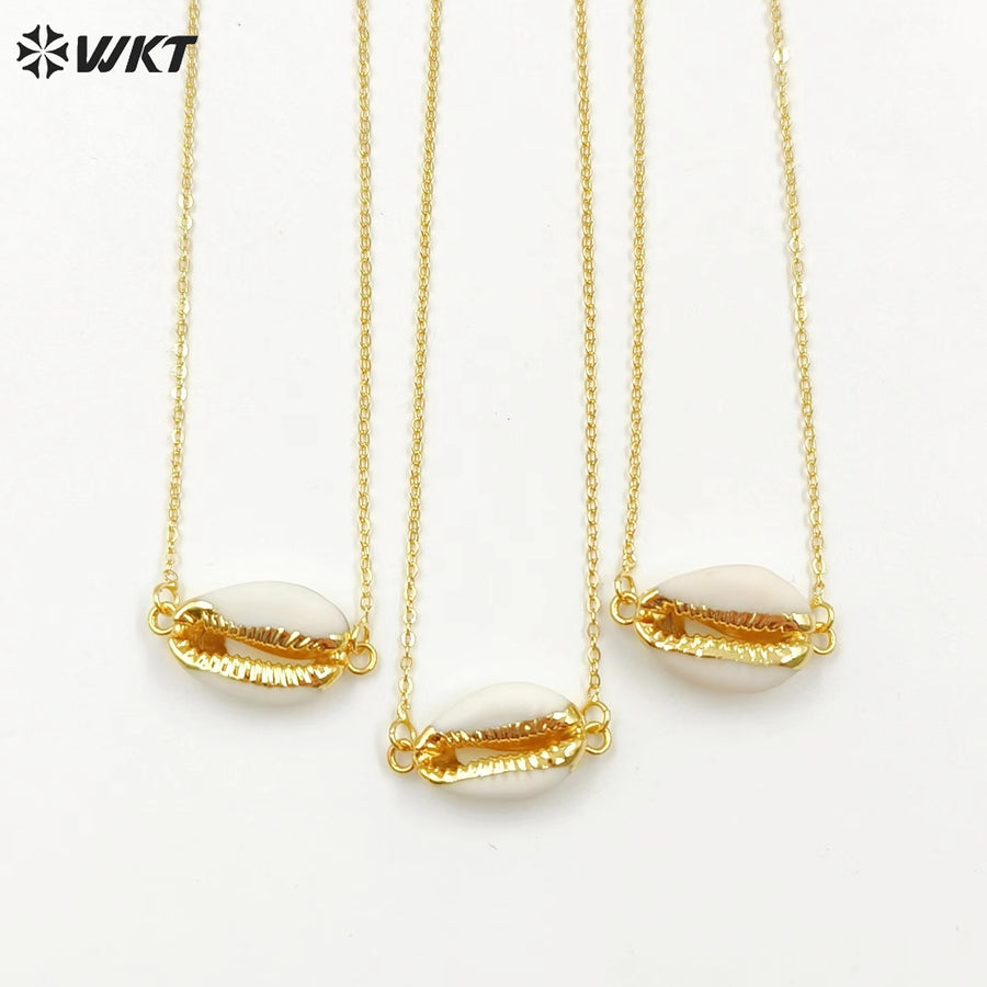 WT-N712 Fashion Jewelry Wholesale Lovely Tiny Cowrie Shell Necklace and 24k Gold Plated Fashion Tiny Cowry Shell Necklace