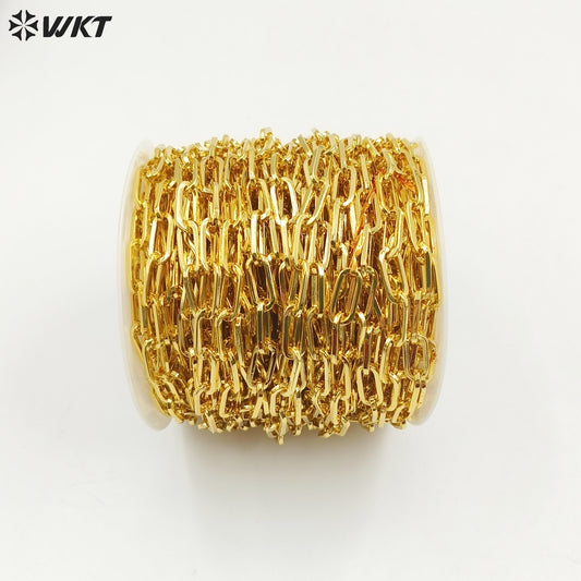 WT-BC227 WKT New 18K Real Gold Plated Resist Tarnishable Square Link Cross Chain Findings for Jewelry Design