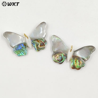 WT-JP466 Beautiful Vaious Designs Natural Shell Butterfly Shape Girl Gold Pendants For Lovely Handmade Necklace Findings