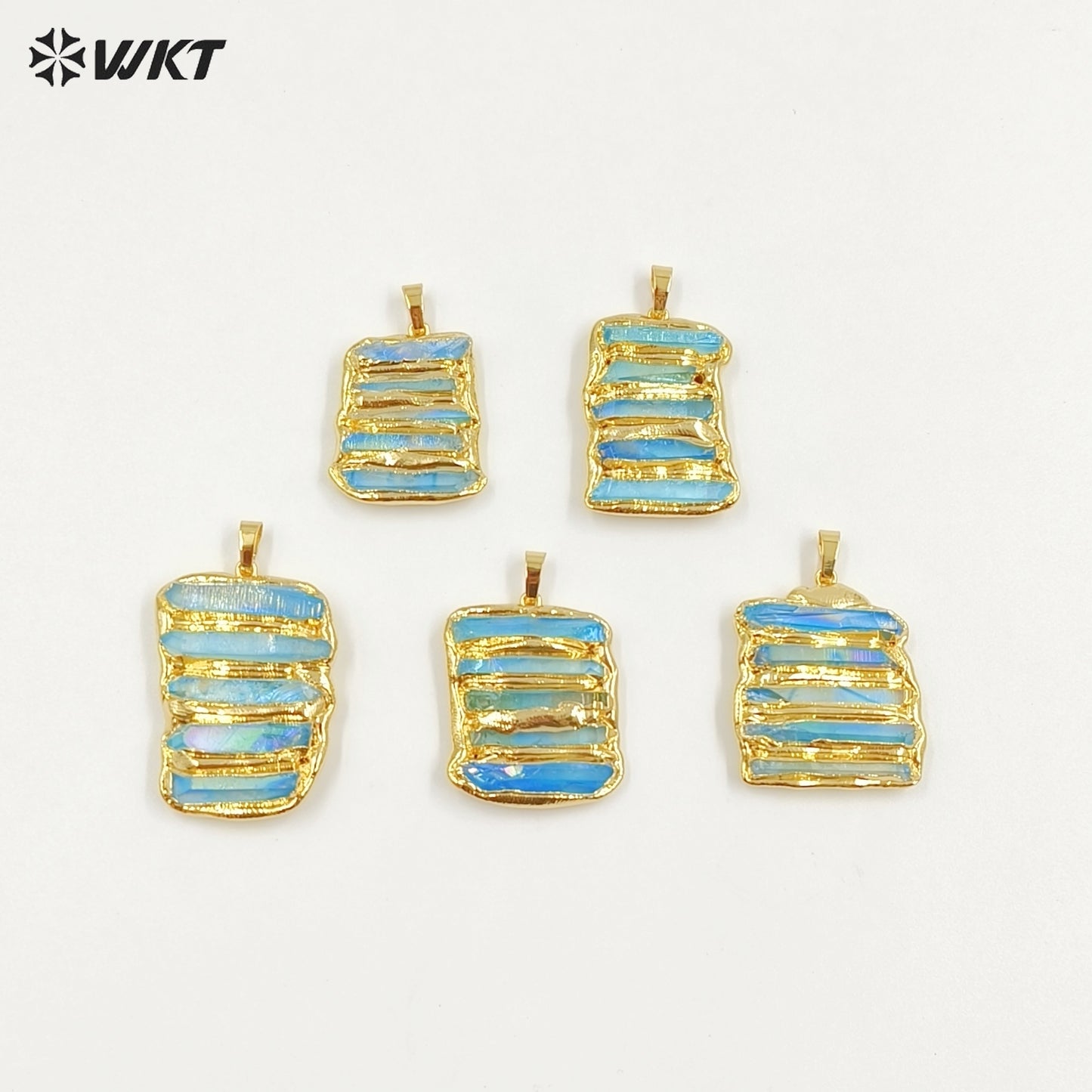 WT-P2006 Amazing New Natural Crystal Quartz Assemble Aqua Aura Stone Pendants For Necklace DIY