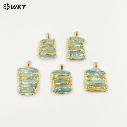 WT-P2006 Amazing New Natural Crystal Quartz Assemble Aqua Aura Stone Pendants For Necklace DIY
